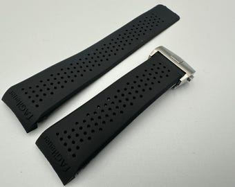 Cinturino per orologio Tag Heuer fatto a mano con fori in gomma nera da 22 mm 24 mm con fibbia