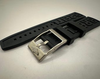 Pasek do zegarka Breitling 22 mm/24 mm Gumowy czarny z klamrą ze stali nierdzewnej