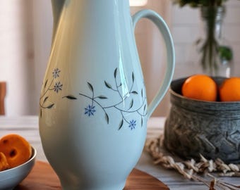 Vintage Syracuse China Coffee Server – Blue Mist Floral, Mid-Century Modern