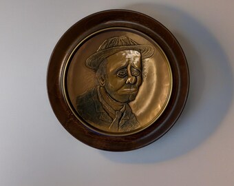 Vintage Wendell August Forge Solid Bronze Portrait Plaque – Framed
