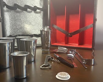 Vintage Portable Bar / Cocktail Set