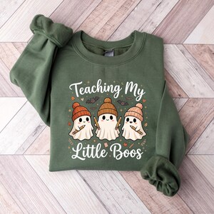Teaching My Little Boos Shirt Halloween Teacher Tee, Cute Ghost T-Shirt for Educators, Spooky Season School Apparel, Kindergarten Gift image 6