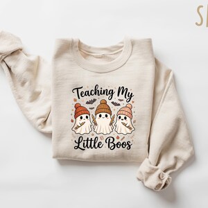 Teaching My Little Boos Shirt Halloween Teacher Tee, Cute Ghost T-Shirt for Educators, Spooky Season School Apparel, Kindergarten Gift image 7