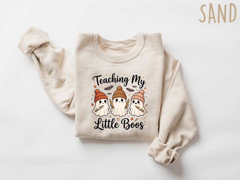 Teaching My Little Boos Shirt Halloween Teacher Tee, Cute Ghost T-Shirt for Educators, Spooky Season School Apparel, Kindergarten Gift image 7