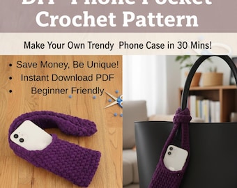 DIY Phone Pocket Crochet Pattern PDF | Trendy Crossbody Pouch | Beginner Friendly Mini Bag Tutorial | Instant Download Tech Accessory