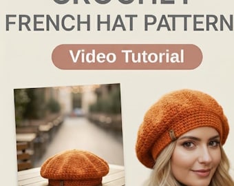Crochet French hat Pattern Video Tutorial | Beginner Friendly Crochet Pattern, Digital Download, DIY Crochet Project