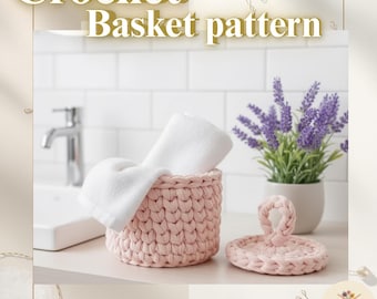 grobes Häkelkorb Muster pdf | Einfacher Anfänger Badezimmer Organizer | sofort download Wohnkultur