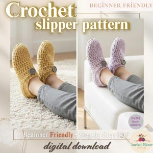 crochet slipper pattern pdf | easy cozy house shoes | women's booties crochet tutorial | instant download | winter diy gift for her