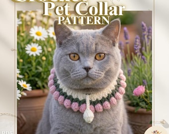 Spring Crochet Pet Collar Pattern | Dog Cat Flower Collar Tutorial | Tulip Necklace for Pets | PDF Digital Download Beginner Crochet Pattern