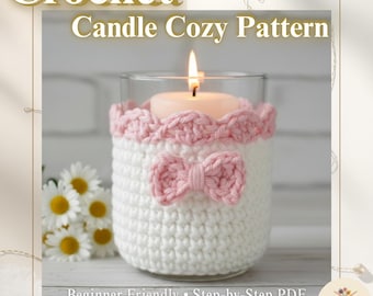 Beginner Crochet Candle Cozy Pattern | DIY Easy Jar Cover Digital Download | Step-by-Step PDF Tutorial | Home Decor Gift