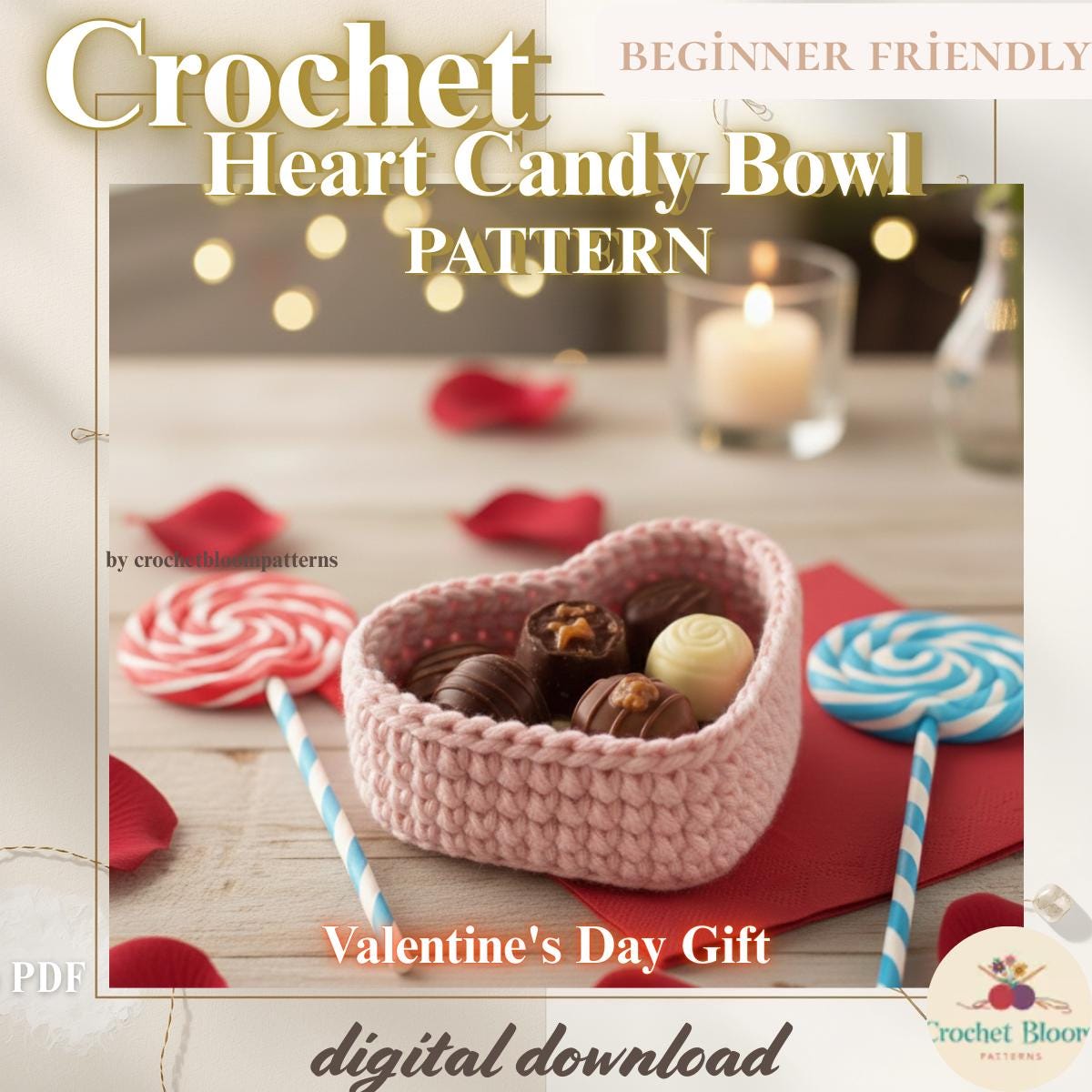 Crochet Heart Candy Bowl Pattern