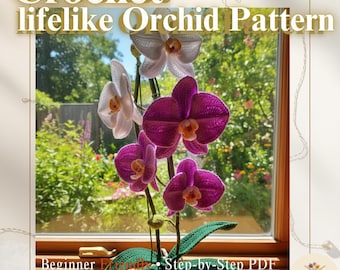 Lifelike Crochet Orchid Pattern | Intermediate Moth Orchid Phalaenopsis PDF Tutorial | Realistic Potted Flower Crochet Home Decor