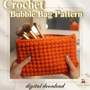 Patrón PDF para bolso burbuja de ganchillo - Descarga instantánea - Neceser de maquillaje de ganchillo - Bolso texturizado, ideal para principiantes