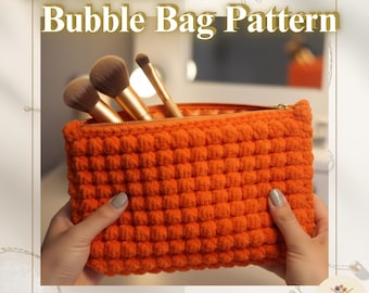 Crochet Bubble Bag Pattern PDF - Instant Download Crochet Clutch Makeup Pouch - Textured Handbag Beginner Friendly Gift