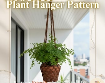 Easy Crochet Plant Hanger Pattern PDF | Beginner Friendly Hanging Planter | Simple Home Decor DIY | Instant Download Pot Holder