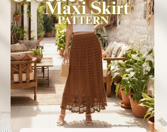 Crochet Maxi Skirt Pattern PDF | Boho Long Skirt Crochet Design | Lace Summer Skirt Diagram | Chart Based Crochet Pattern | Intermediate DIY