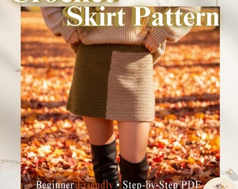 Patrón de falda de crochet / Minifalda con bloques de color / Moda de otoño Y2K / Falda de invierno de cintura alta / Descarga digital en PDF fácil