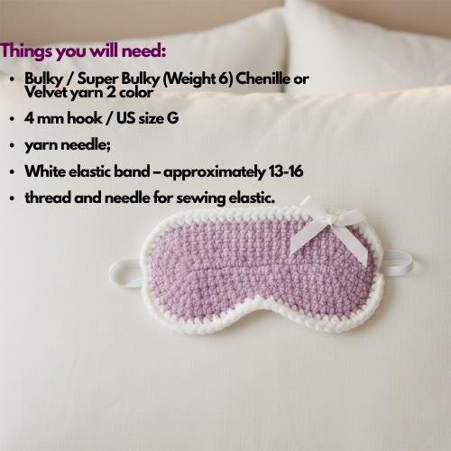 Crochet Sleep Mask Pattern PDF | Easy Eye Mask Crochet Tutorial ...