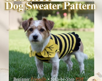 Crochet Dog Sweater Pattern PDF - Beginner-Friendly Bumblebee Dog Outfit - Digital Download Pet Clothes Pattern - DIY Dog Lover Gift