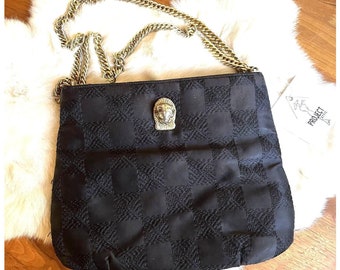 Vintage 1960s Ruth Saltz Brocade Handbag, Cougar Ornament, Chain Strap