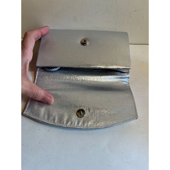 Vintage EUC La Regale Silver Lame Clutch Formal B… - image 4