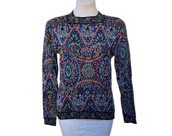 Missoni 80s Luxury Vintage Pullover Multi Knit Sweater Multi-colored Intarsia Psychedelic