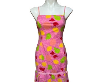 Lilly Pulitzer Vintage Y2K Fruit Print Sheath Dress Size 4 XS