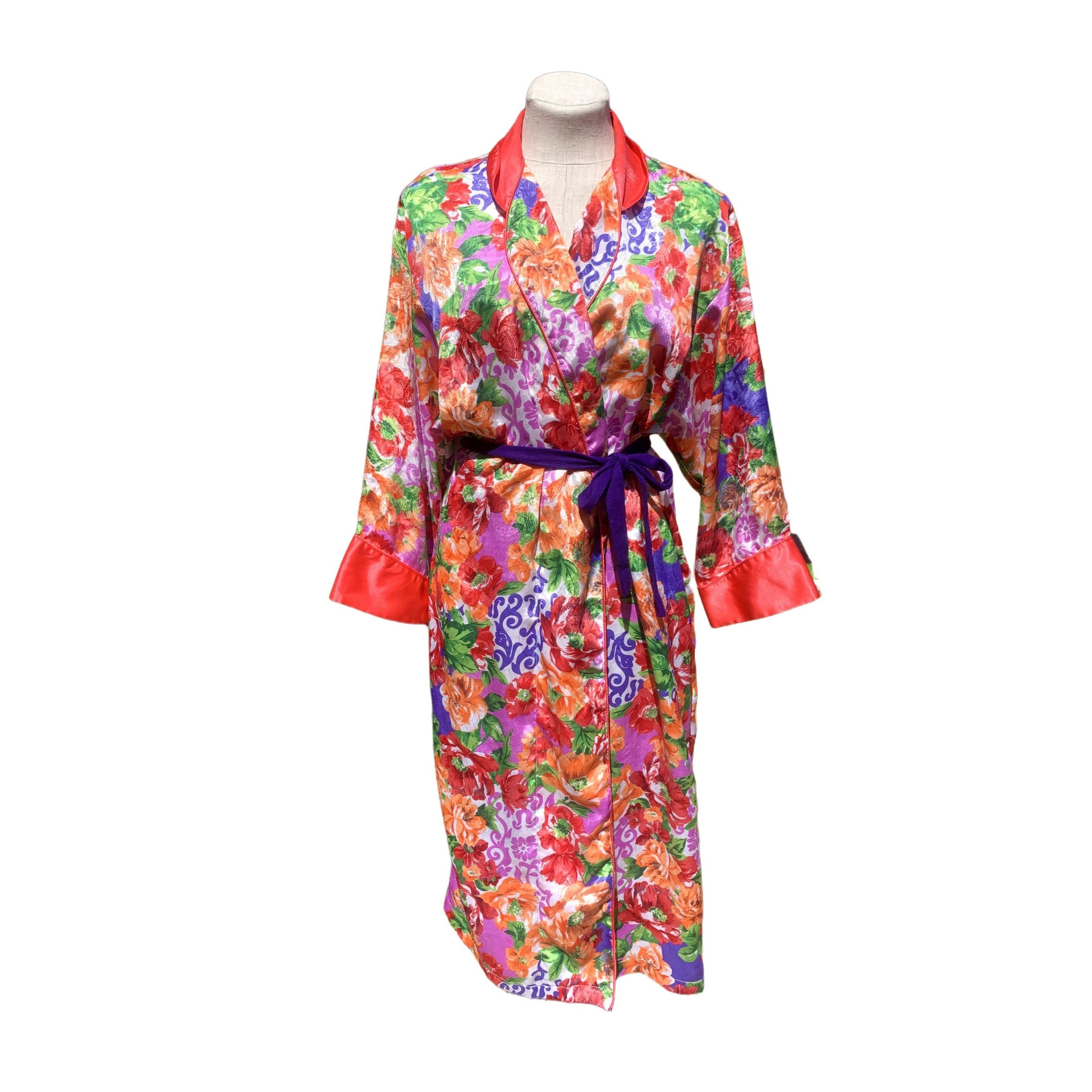 victoria secret silk dressing gown Vintage Victoria's Secret Gold Label Floral Jacquard Maxi Robe Pink Small