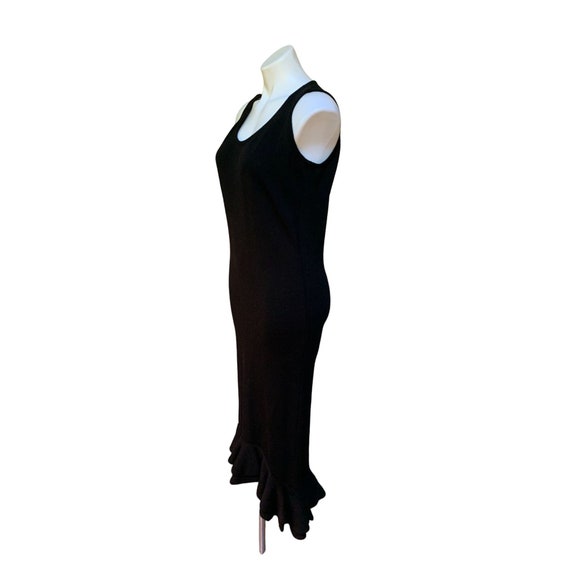 Vintage 70s Black Maxi Dress Ruffle Hem Santana K… - image 3