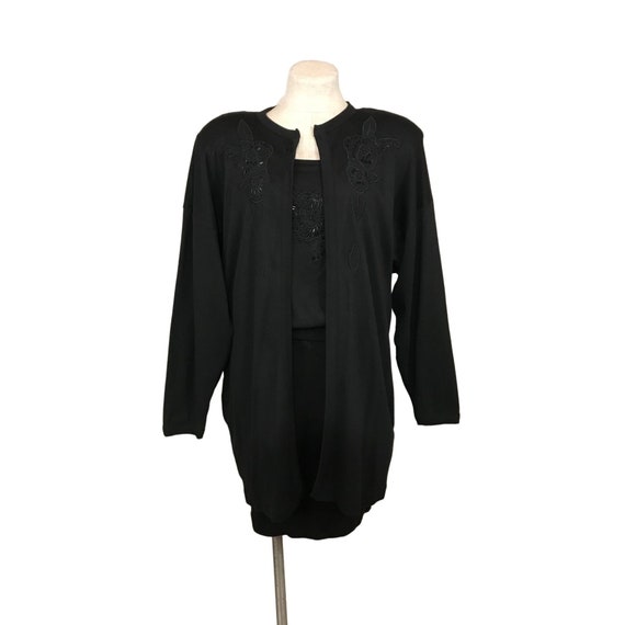 Vintage 1980s SEMPLICE Skirt Set Black Three Piece