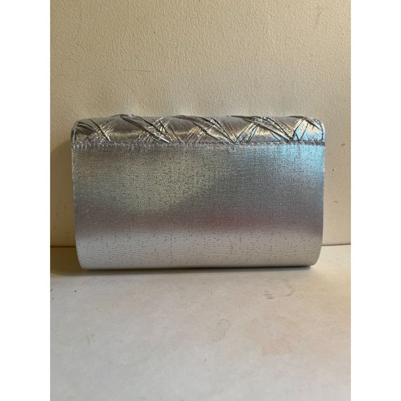 Vintage EUC La Regale Silver Lame Clutch Formal B… - image 3