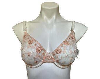 Vintage NWT Nina Ricci 1980s Floral Lace Sheer Bra Brassiere 36 B