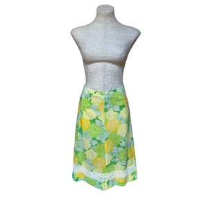 Lilly Pulitzer &quot;The Lilly&quot; Vintage 70s Midi Length Skirt Floral Garden Print Yellow