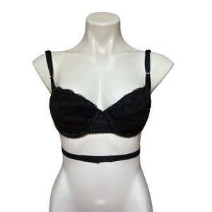 70s Vintage Vassarette Black Backless Contoured Underwire Bra Lace Trim Size 34C - Elegant & Sexy Lingerie