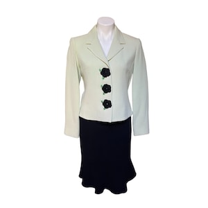 Rickie Freeman Teri Jon Two Piece Skirt Suit Matching Set Size 8 Mint Green Black