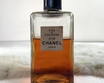 Chanel No. 22 Eau de Cologne Vintage Perfume + Bottle 1970s 2/3 full