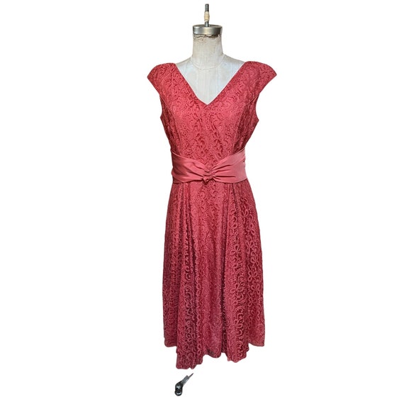 coral lace fit and flare dress A1363 Fitted Beaded Evening Gown by Andrea & Leo main image 1