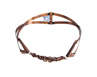 1950s Renoir Copper Geometric Chain Link Cinch Belt XS/S 27 Inch Waist