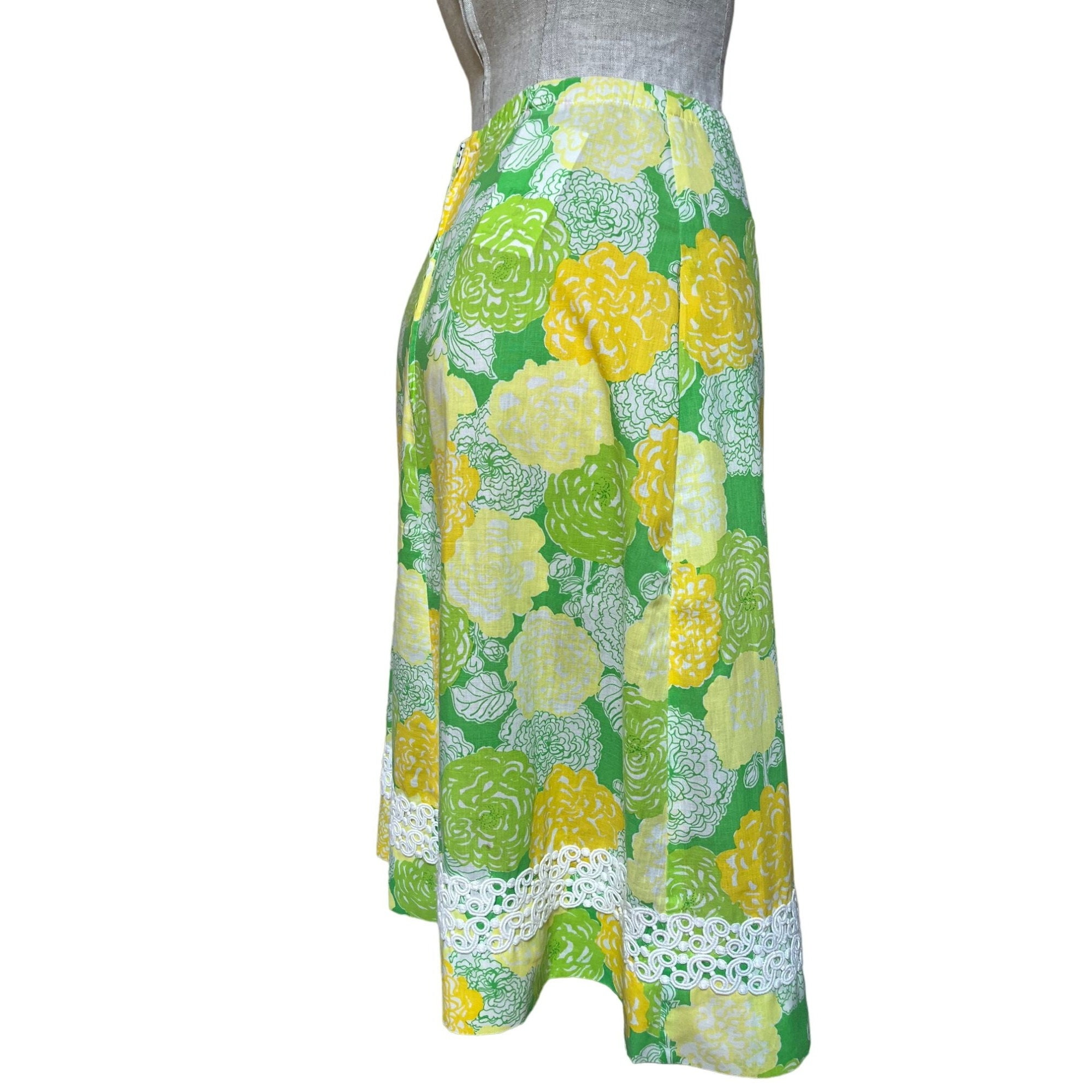 Jupe Ou Skort Vintage Lilly Pulitzer - Imprimé Perroquets Tropicaux Et Fleurs - Taille 8 - Jaune Vif