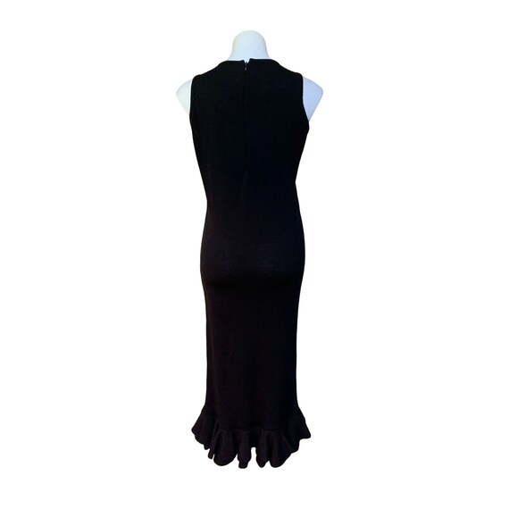 Vintage 70s Black Maxi Dress Ruffle Hem Santana K… - image 5