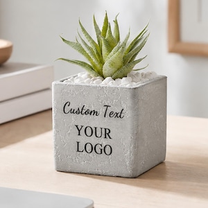 Anpassad logotypplanter, personlig betongplanter, blomkruka med egen text, företagspresent, skrivbordsplanerare, logotyppresent