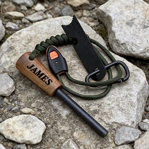 Personalized FIRE STARTER,Steel Ferro Rod,Camping Fishing Hunting Outdoor Groomsmen Birthday Gift for Him Dad Men
