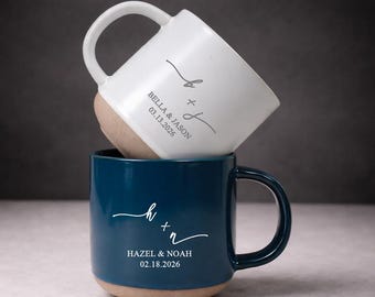 Personalized Couple Pottery Mugs, Husband and Wife Mugs, Mr and Mrs Mug, Custom Wedding Gift Mugs, New Bride and Groom Mug, Gift For Couples