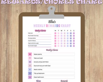Editable Kids Reward Chart: Printable Chore Routine (digital Download ...