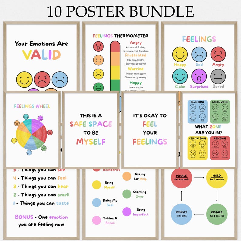 Text Set Emotions Emotions and Feelings Posters: Kids Mental Health, Classroom Therapy ...
