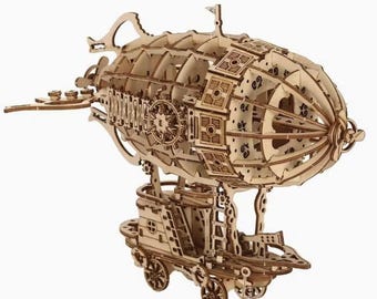 Luftschiff 3D Holzpuzzle - DIY Holzflugzeug Modellbau, Mechanisches Gebäude Spielzeug, Geburtstags- & Weihnachtsgeschenk