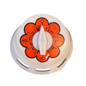 Vintage Mark Time 60 Minute Kitchen Timer Retro Orange Flower Wind-Up Timer Works