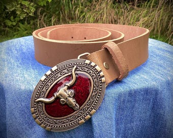 Vintage Handmade Leather Western Belt Size 34 Coins Boho Western Cowboy Unisex Western Cowboy Belt, SOLID LEATHER, Boho Flural, Rodeo Belt  main image 4