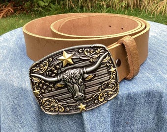 Western Cowboy Belt, SOLID LEATHER, Boho Flural, Rodeo Belt  display picture 3