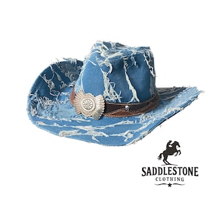 Beige and Denim Cowboy Hat - Etsy display picture 1